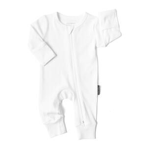 Little Bipsy White Ribbed 2-Way Zip Romper Size 6-9 Months
